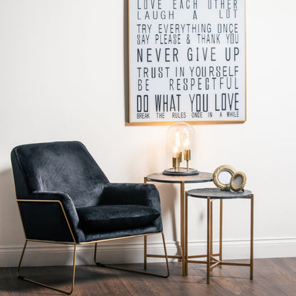 Elegant Set Of 2 Gold And Black Marble Tables For Timeless Style - Darlington's Décor