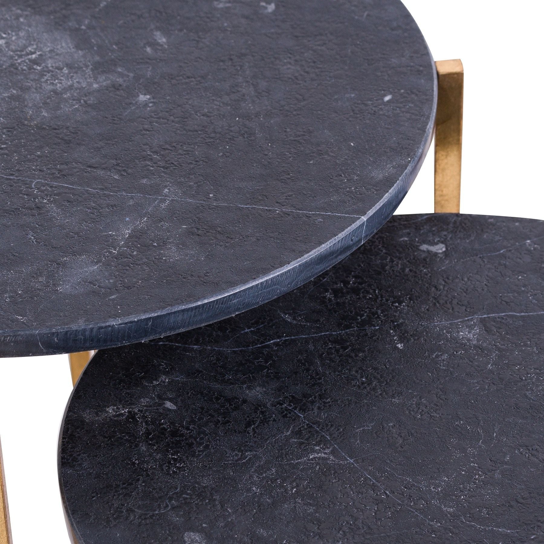 Elegant Set Of 2 Gold And Black Marble Tables For Timeless Style - Darlington's Décor