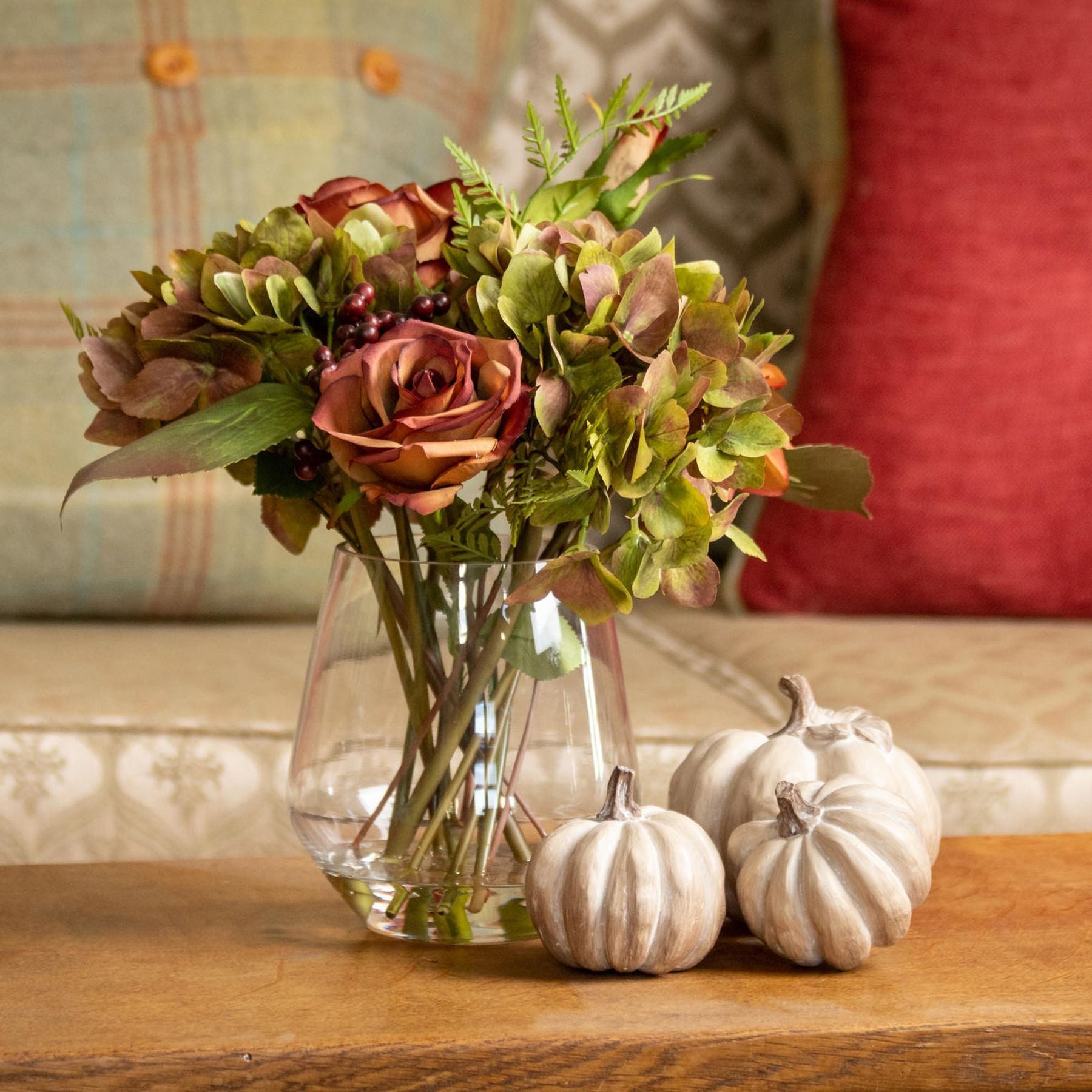 Set Of Six Carved Wood Effect Pumpkins For Autumn Decor - Darlington's Décor