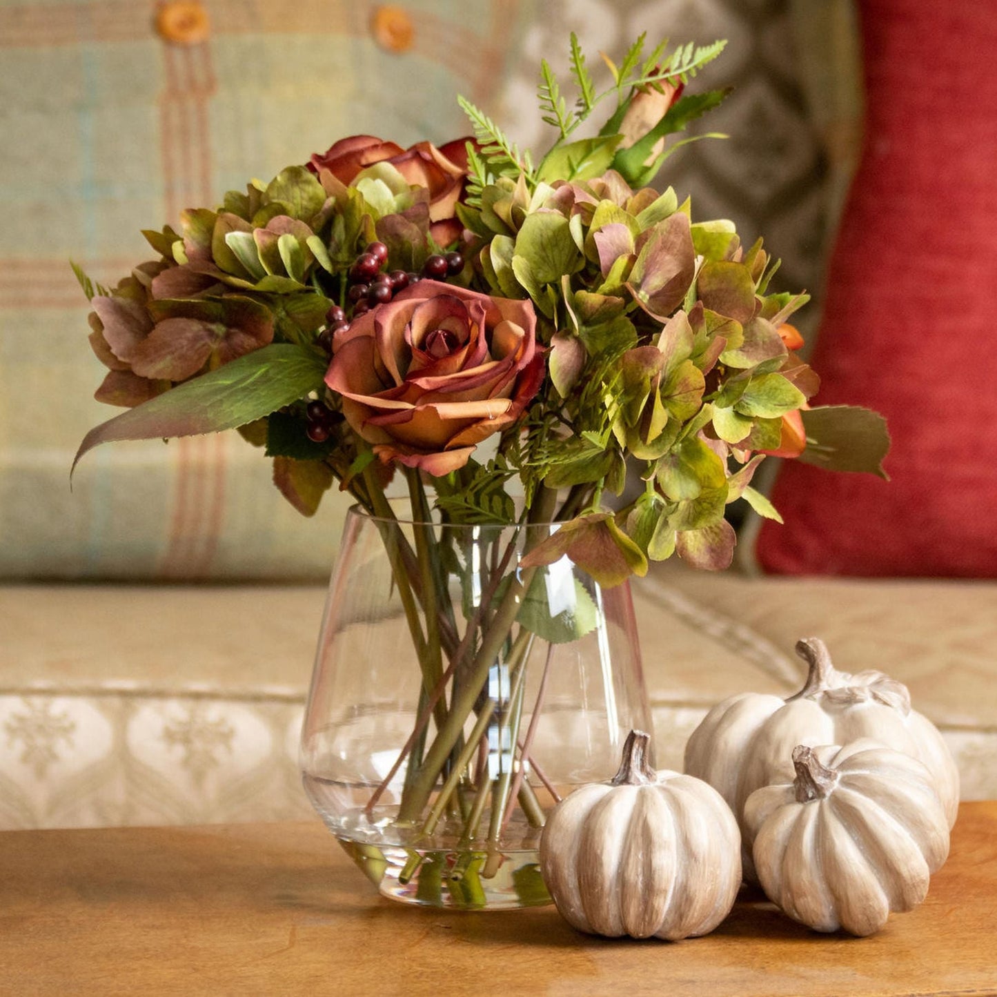 Set Of Three Carved Wood Effect Pumpkins For Autumn Decor - Darlington's Décor