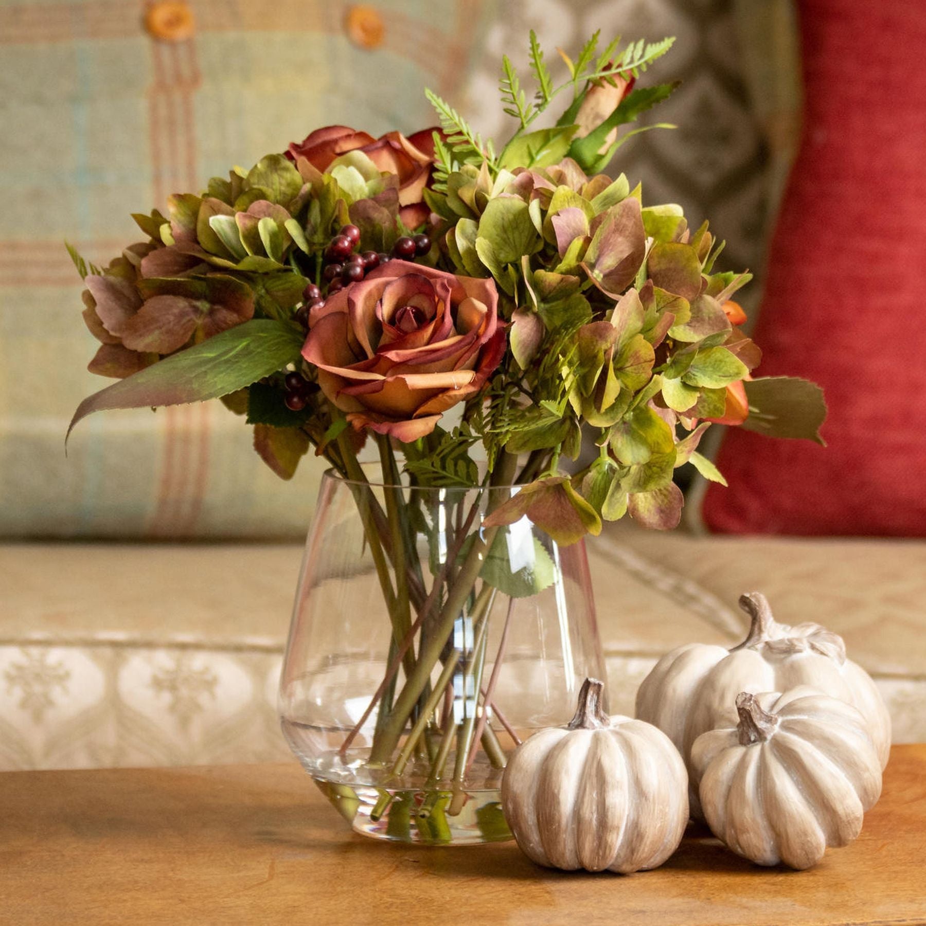 Set Of Three Carved Wood Effect Pumpkins For Autumn Decor - Darlington's Décor