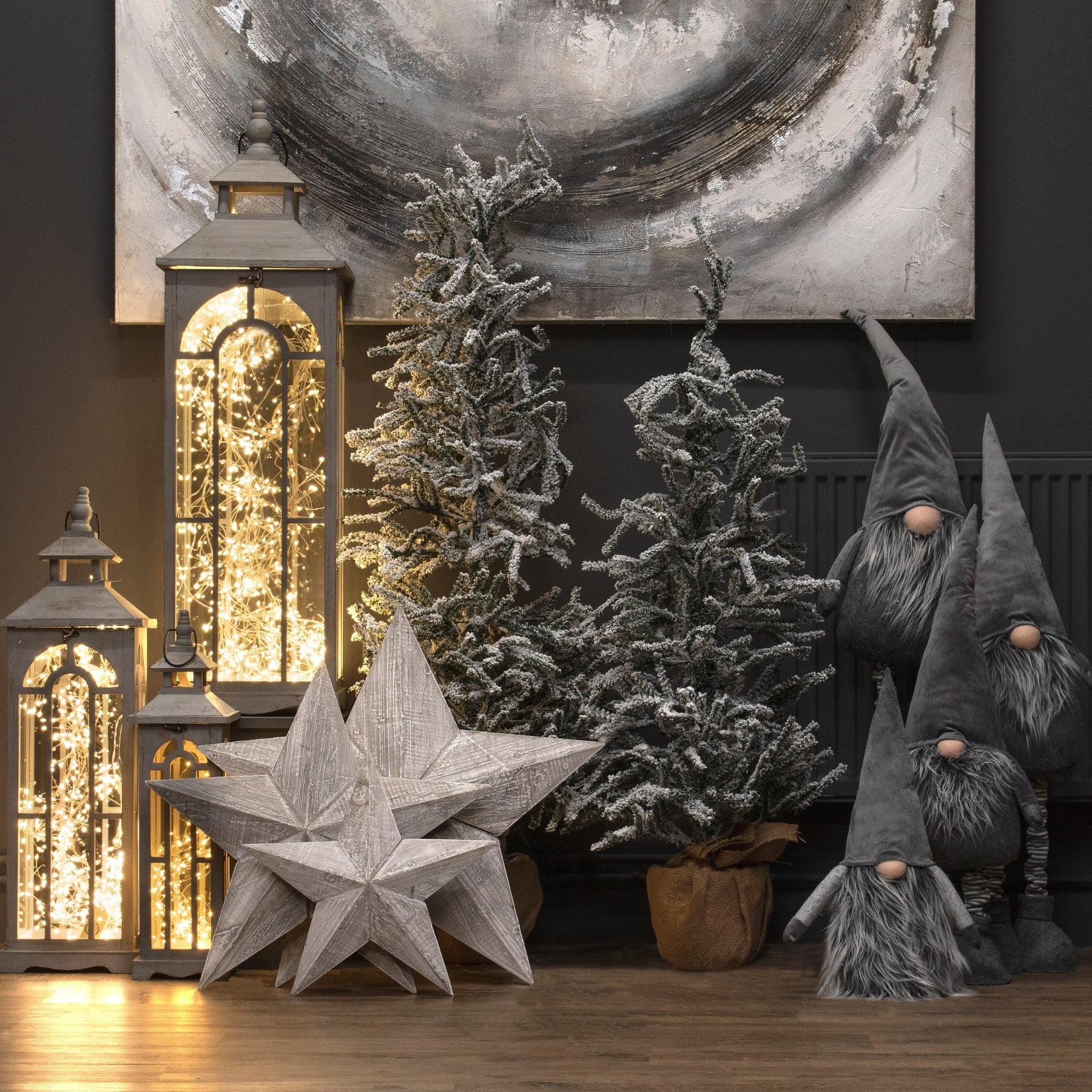 Set Of Three Wooden Lanterns With Archway Design Elegance - Darlington's Décor