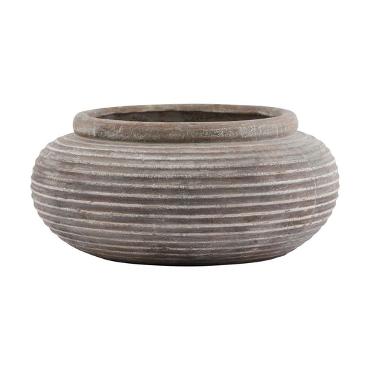 Siena Brown Round Ribbed Planter for Elegant Styling - Darlington's Décor