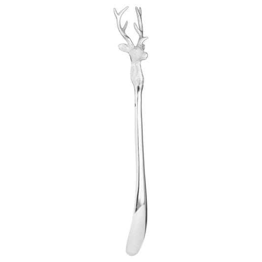 Silver Nickel Stag Head Detail Shoe Horn for Elegance - Darlington's Décor