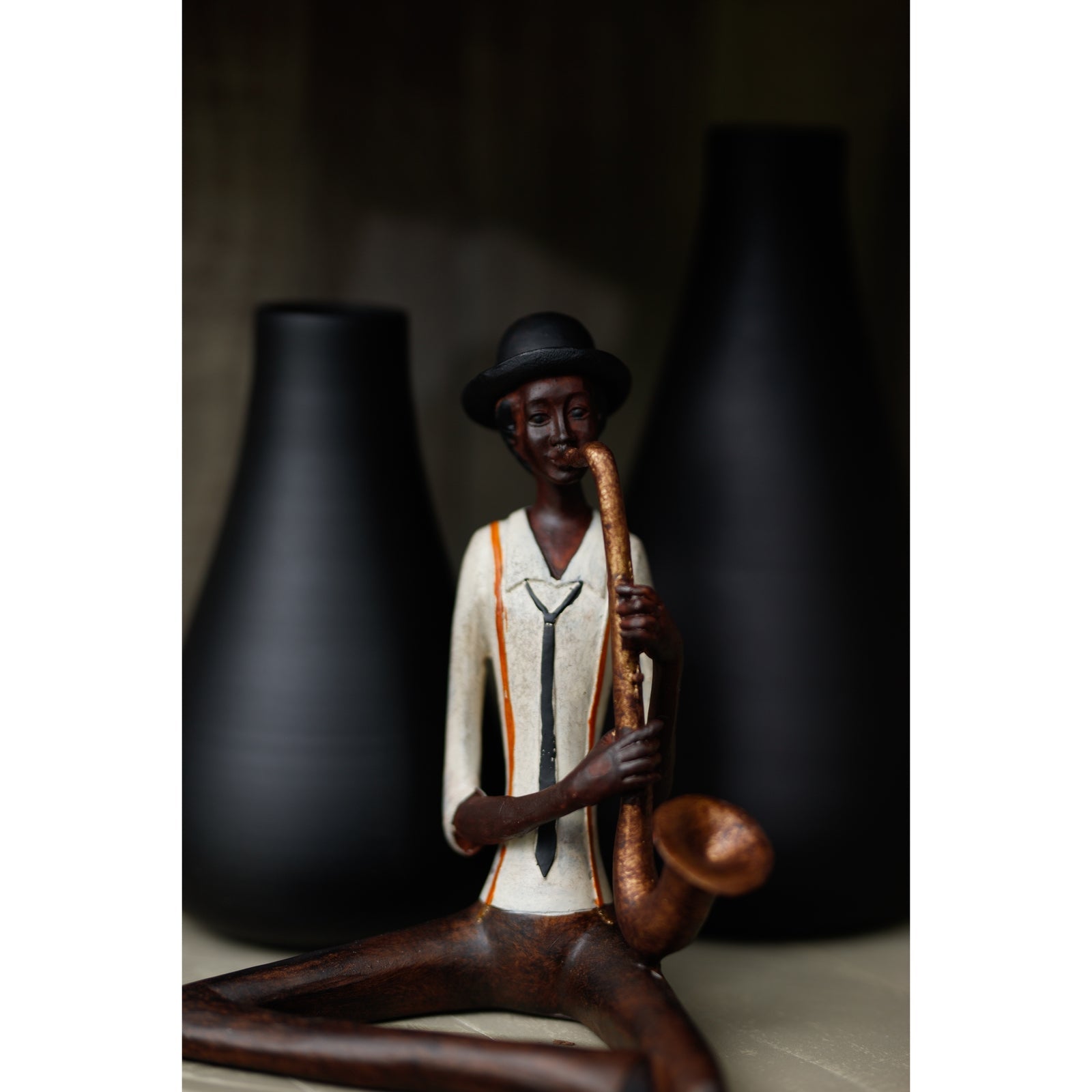 Sitting Jazz Band Saxophonist Figurine for Home Decor - Darlington's Décor