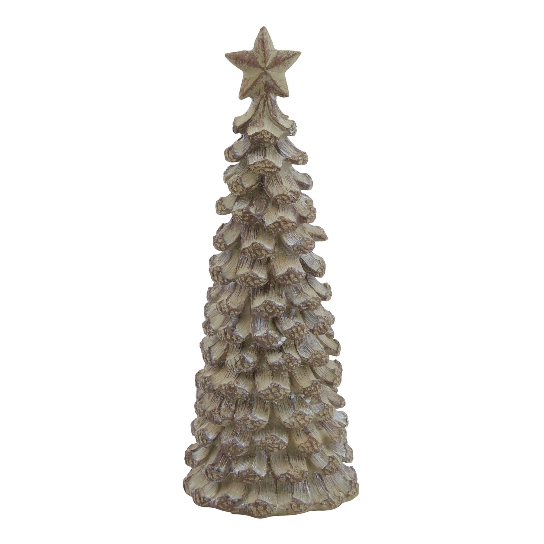Small Beige Cedar Tree With Star for Festive Charm - Darlington's Décor