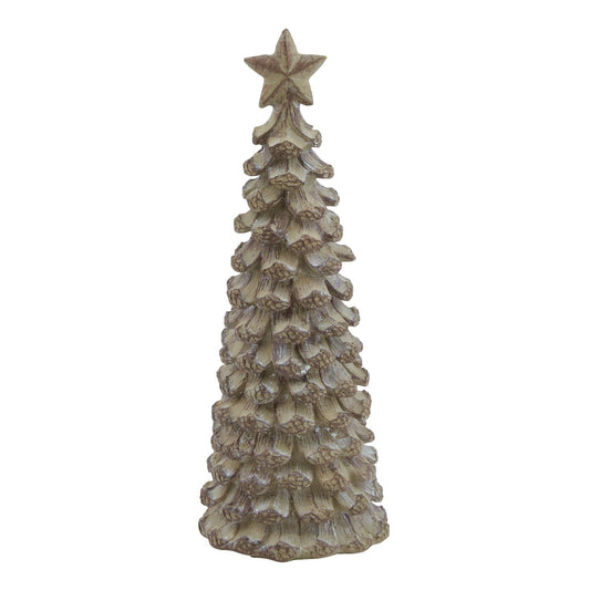 Small Beige Cedar Tree With Star for Festive Charm - Darlington's Décor