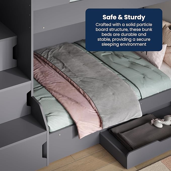 Small Double Bunk Beds for Kids with Storage - Darlington's Décor
