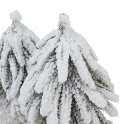 Small Snowy Fir Tree Duo On Wood Log Base - Darlington's Décor