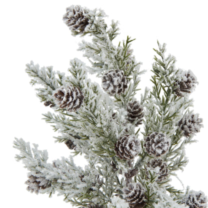 Small Snowy Fir Tree With Pinecones In Wood Log Base - Darlington's Décor