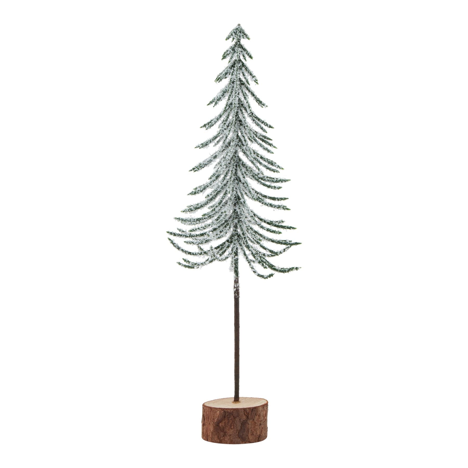 Small Snowy Spindle Tree In Wood Log Decor - Darlington's Décor