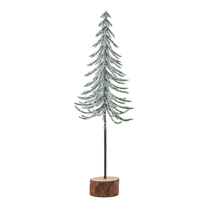 Small Snowy Spindle Tree In Wood Log Decor - Darlington's Décor