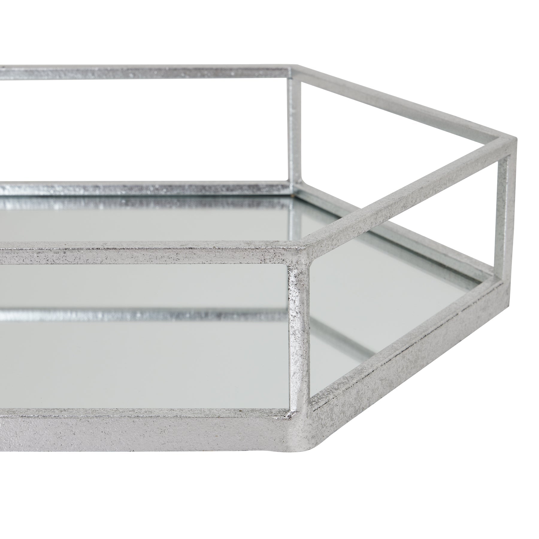 Sophisticated Silver Hexagon Set Of Two Trays - Darlington's Décor
