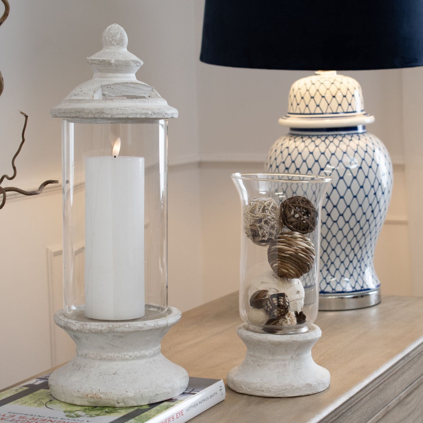 Stone Based Hurricane Lantern for Enchanting Ambiance - Darlington's Décor