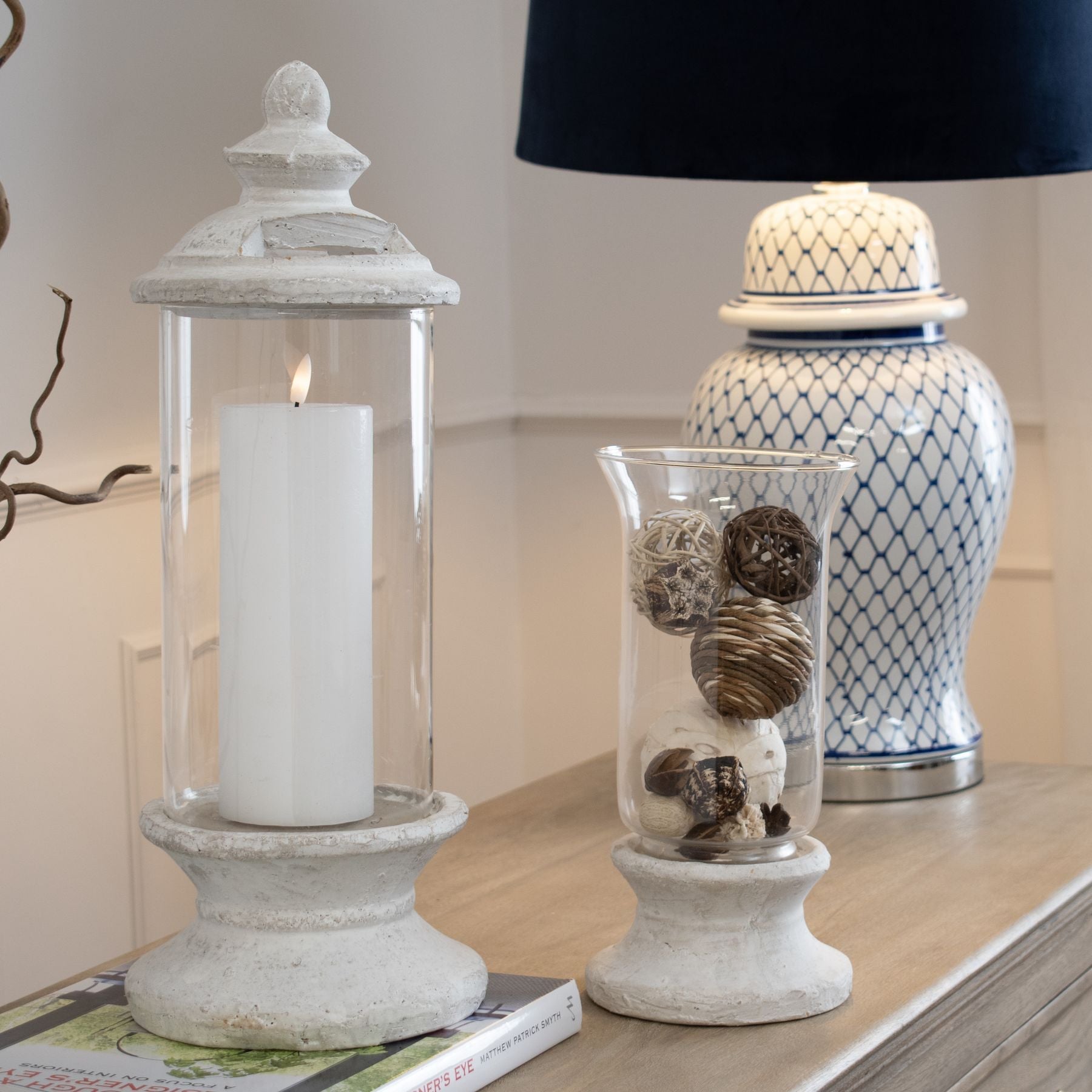 Stone Based Hurricane Lantern for Enchanting Ambiance - Darlington's Décor