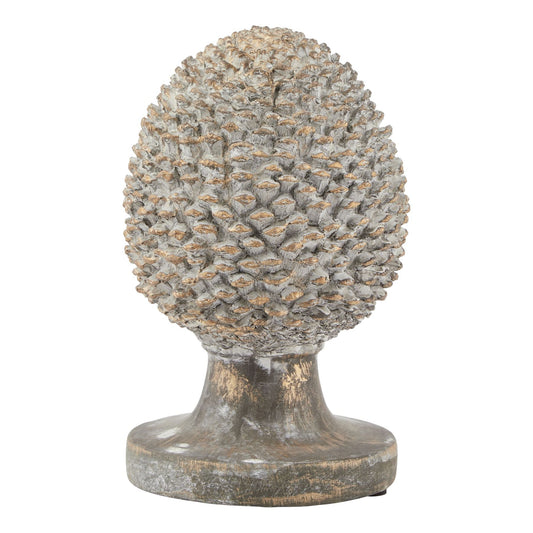 Stone Effect Pinecone Ornament With Gold Accents Charm - Darlington's Décor