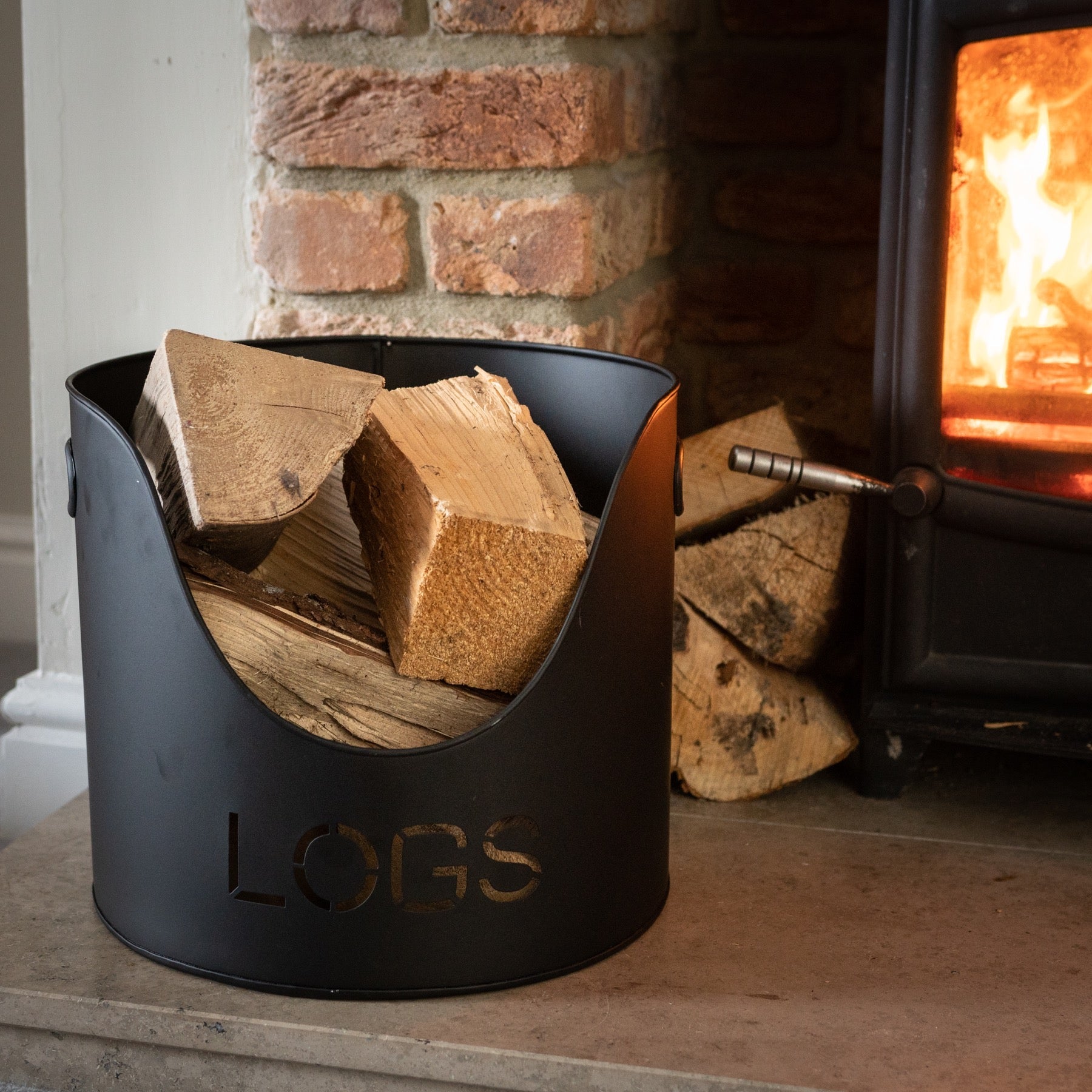 Stylish Black Finish Logs And Kindling Buckets Set - Darlington's Décor