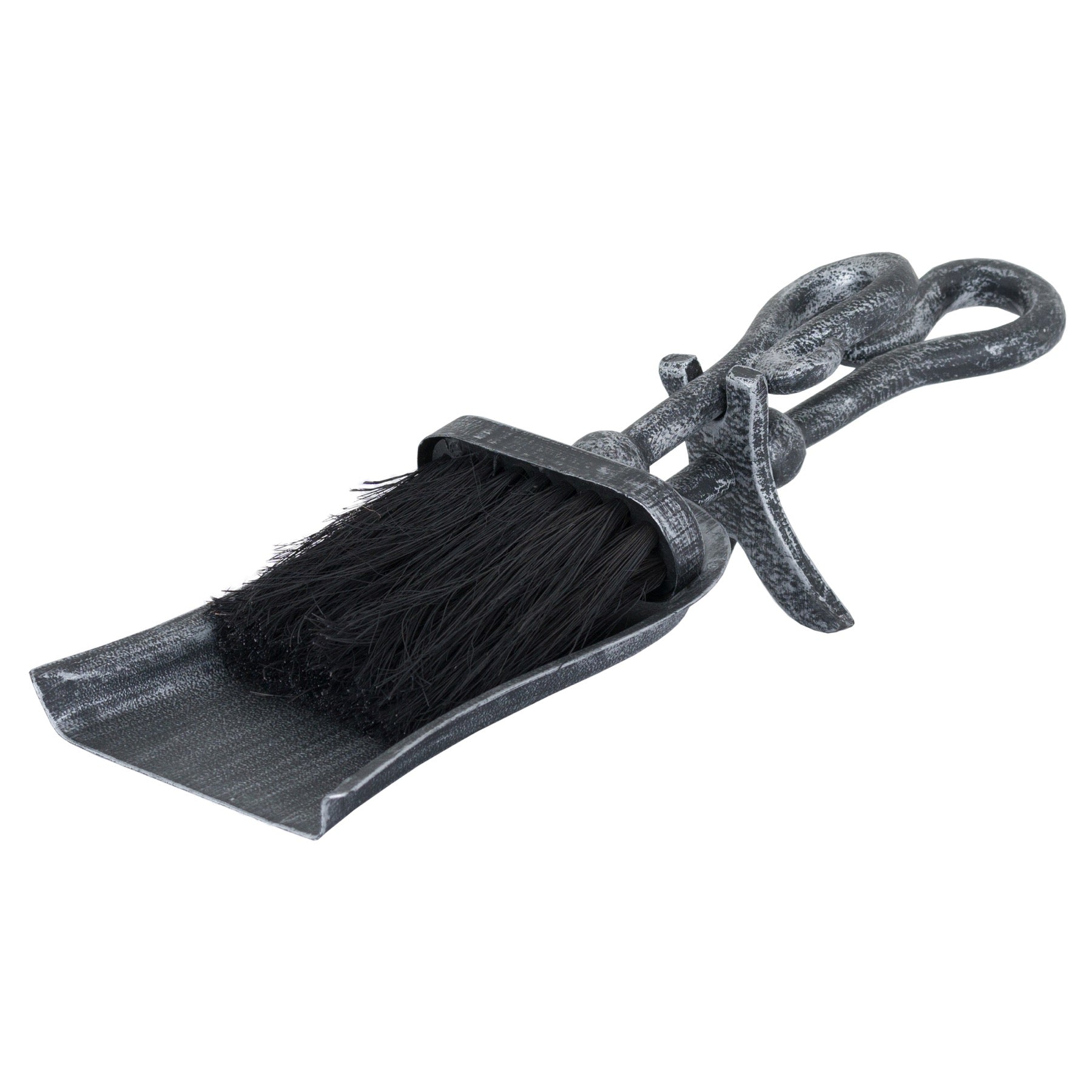 Stylish Silver Brushed Steel Crook Top Hearth Tidy Set - Darlington's Décor