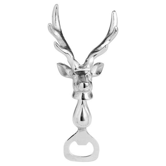 Stylish Silver Nickel Stag Head Detail Bottle Opener - Darlington's Décor