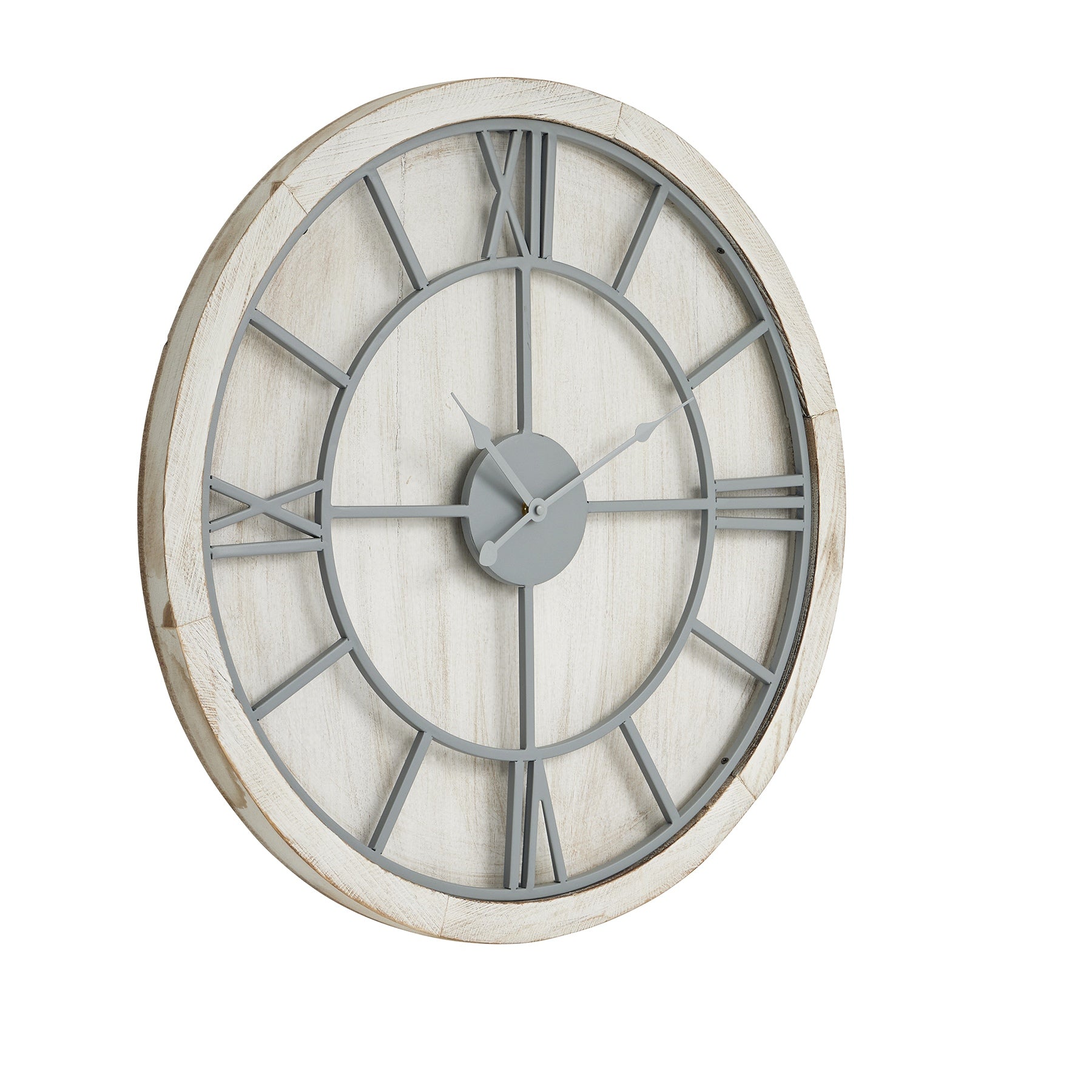 Stylish Williston White Wall Clock with Roman Numerals - Darlington's Décor
