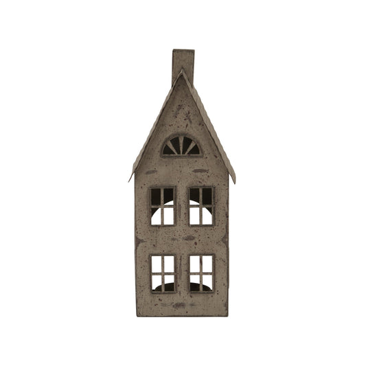 Tall Rustic Metal House Tealight With Glass Votive Holder - Darlington's Décor