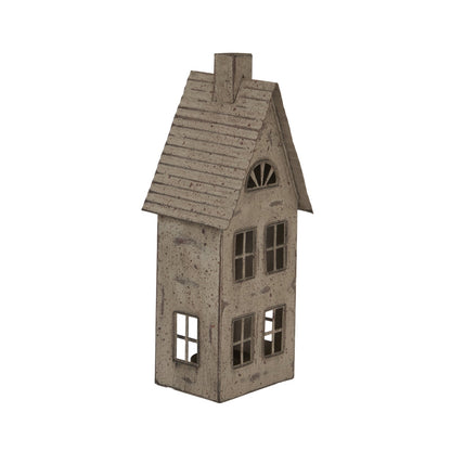 Tall Rustic Metal House Tealight With Glass Votive Holder - Darlington's Décor