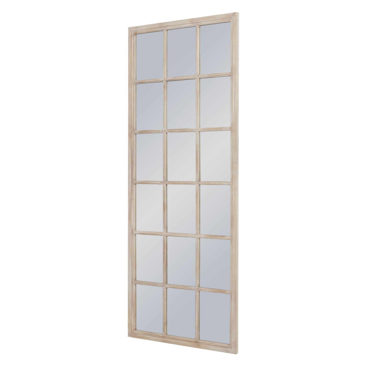 Tall Washed Wood Window Mirror for Timeless Elegance - Darlington's Décor