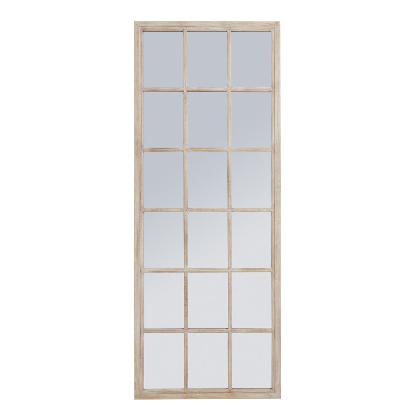 Tall Washed Wood Window Mirror for Timeless Elegance - Darlington's Décor
