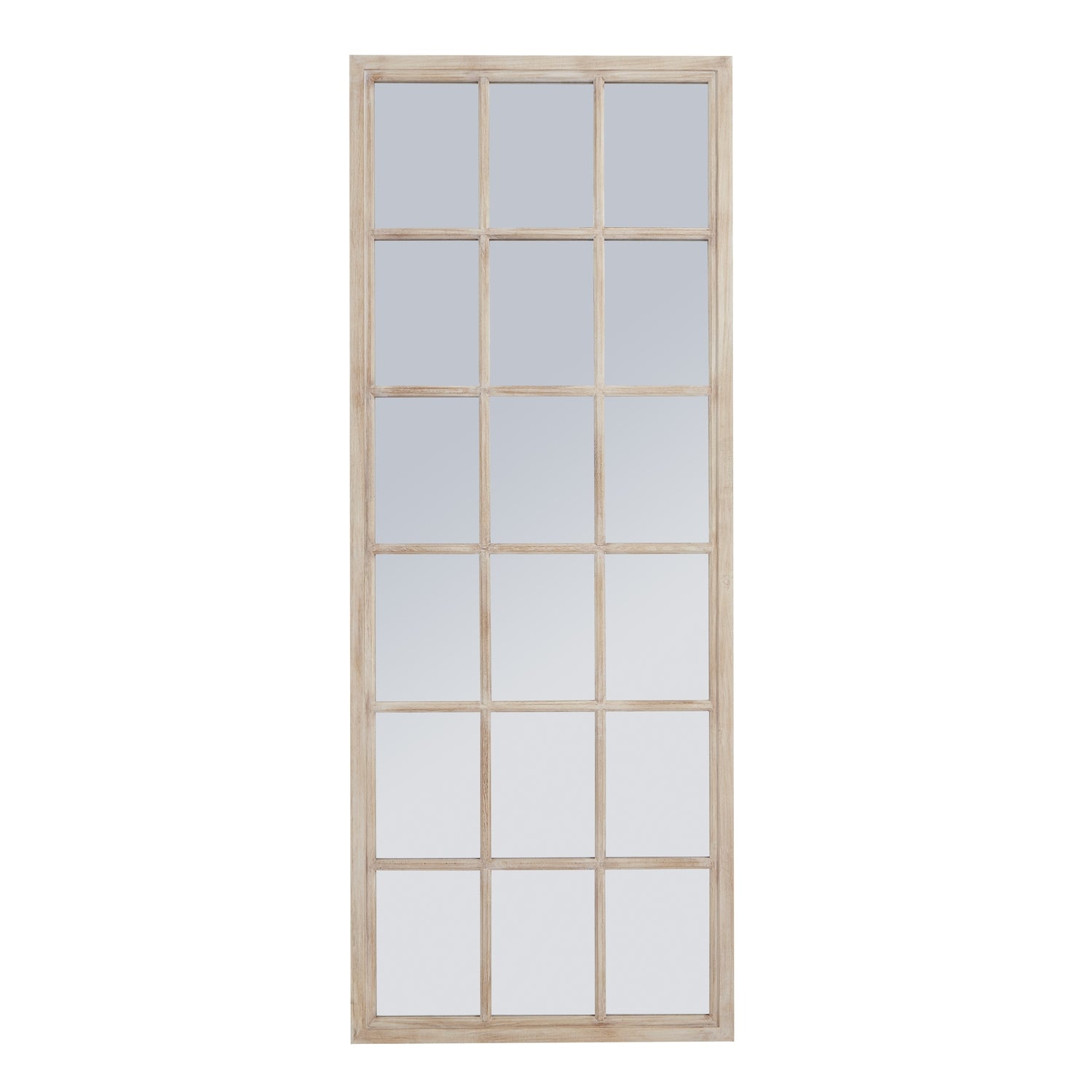 Tall Washed Wood Window Mirror for Timeless Elegance - Darlington's Décor