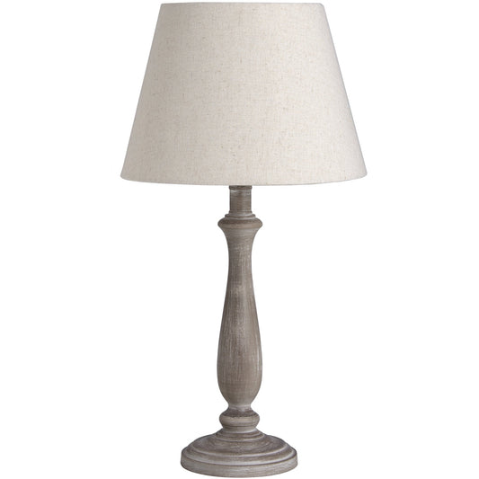 Teos Table Lamp - Rustic Charm with Elegant Linen Shade - Darlington's Décor