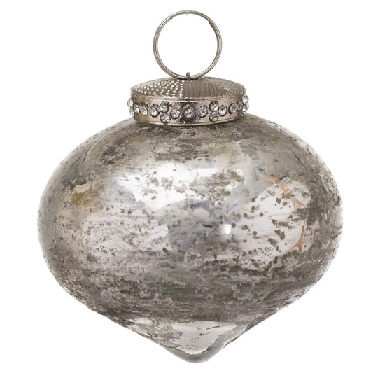 The Noel Collection Silver Christmas Teardrop Bauble Elegance - Darlington's Décor