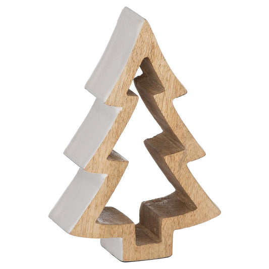 The Noel Collection Snowy Standing Small Wooden Tree Decor - Darlington's Décor