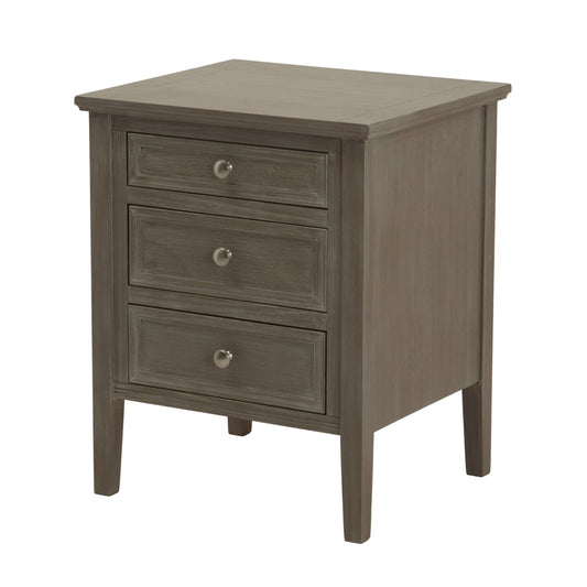 Elegant Three Drawer Bedside Table with Vintage Finish - Organize in Style - Darlington's Décor