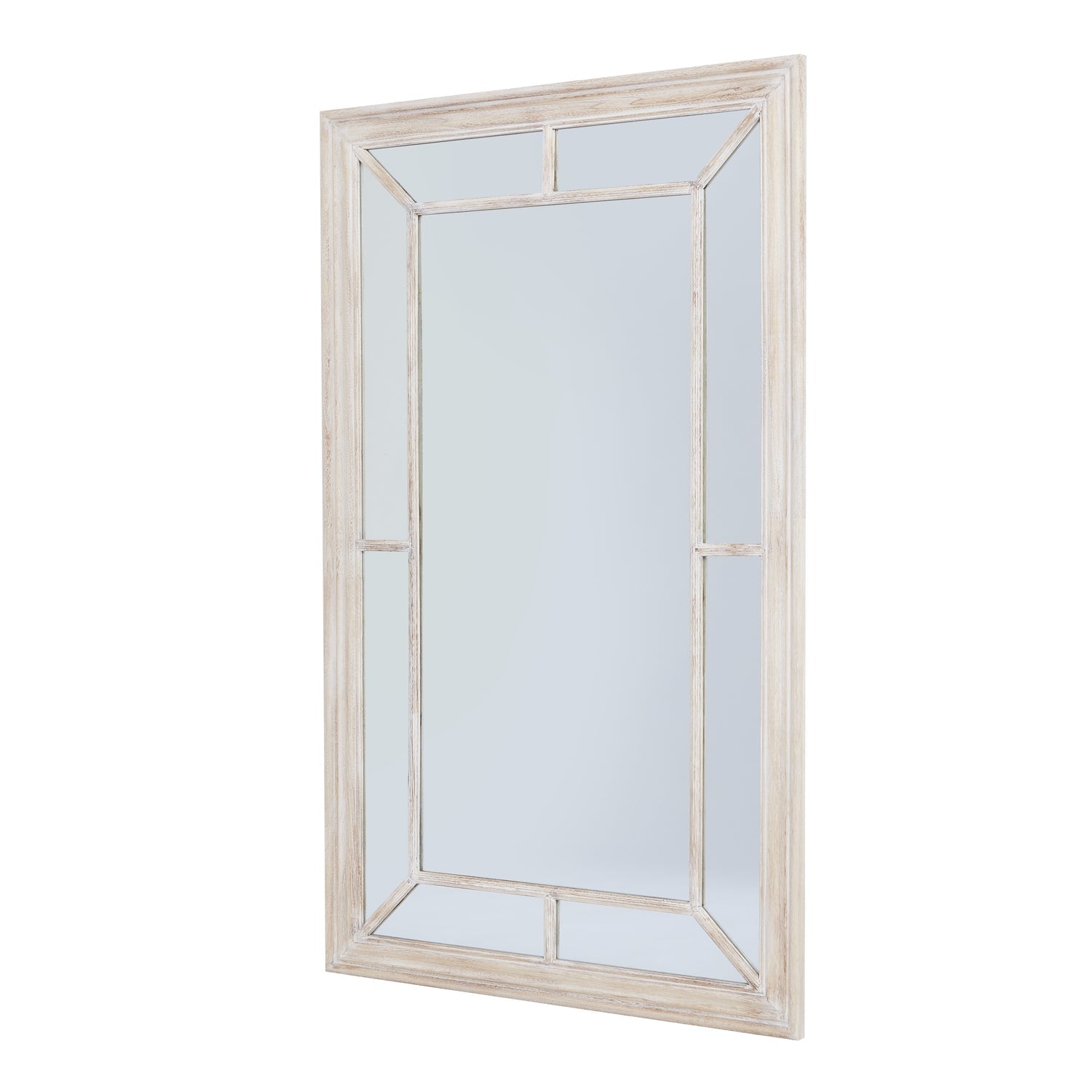 Washed Wood Framed Window Mirror for Rustic Charm - Darlington's Décor