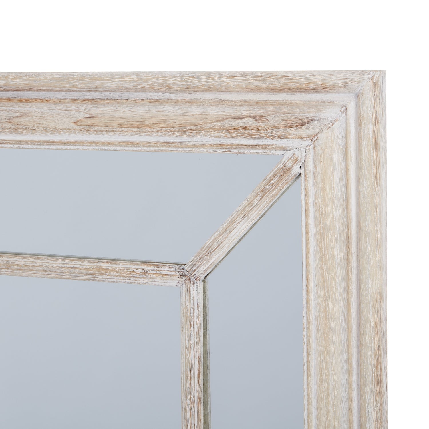 Washed Wood Framed Window Mirror for Rustic Charm - Darlington's Décor