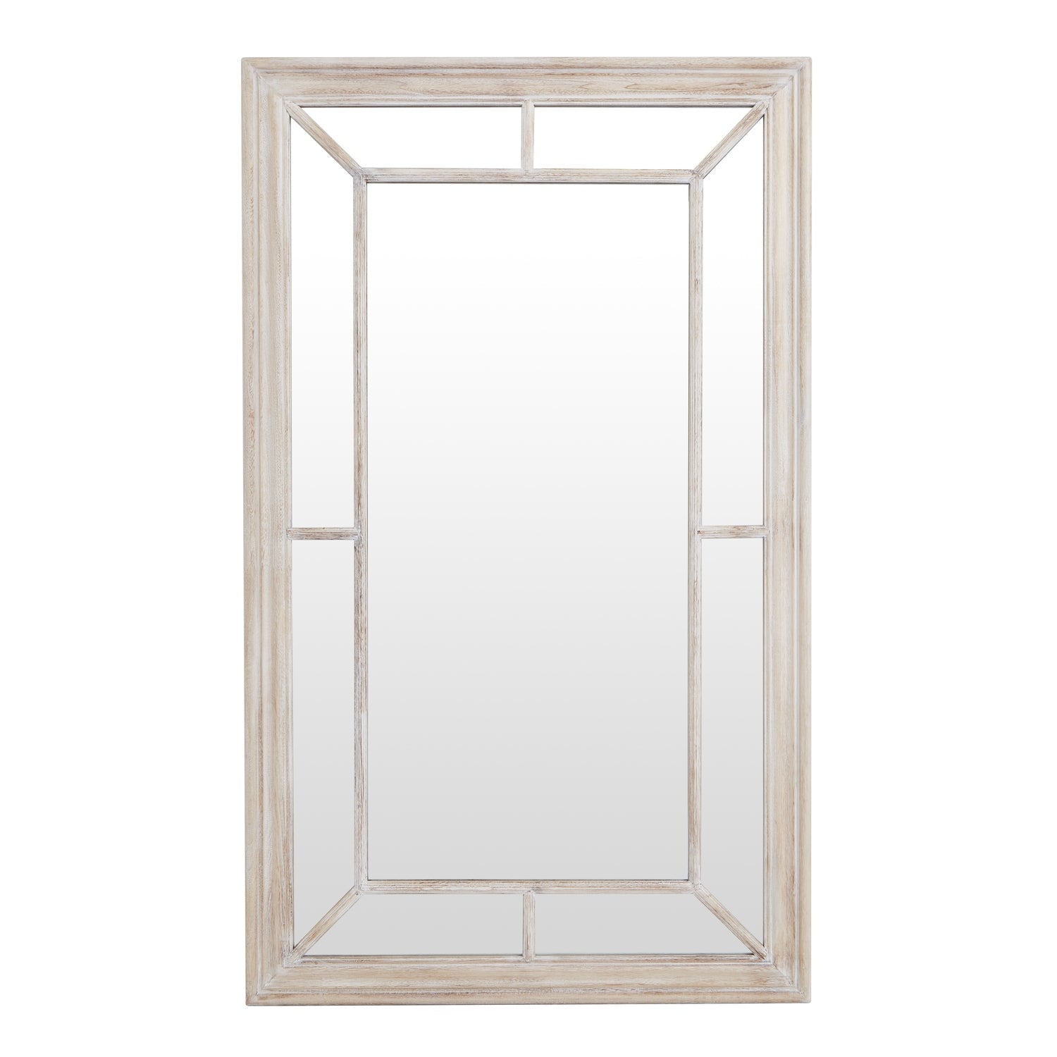 Washed Wood Framed Window Mirror for Rustic Charm - Darlington's Décor