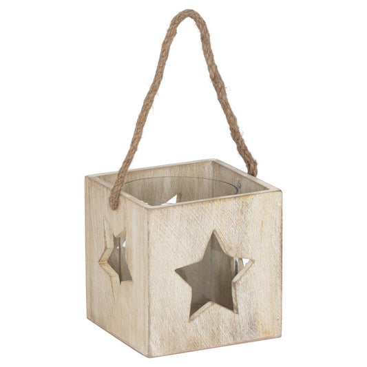 Washed Wood Large Star Tealight Candle Holder Decor - Darlington's Décor