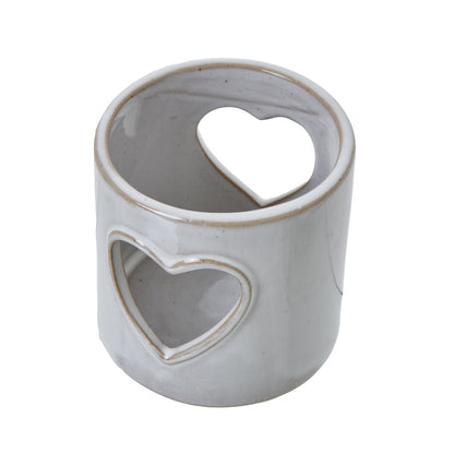 White Ceramic Heart Cut - Out Tealight Holder for Romance - Darlington's Décor