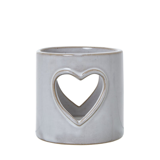 White Ceramic Heart Cut - Out Tealight Holder for Romance - Darlington's Décor