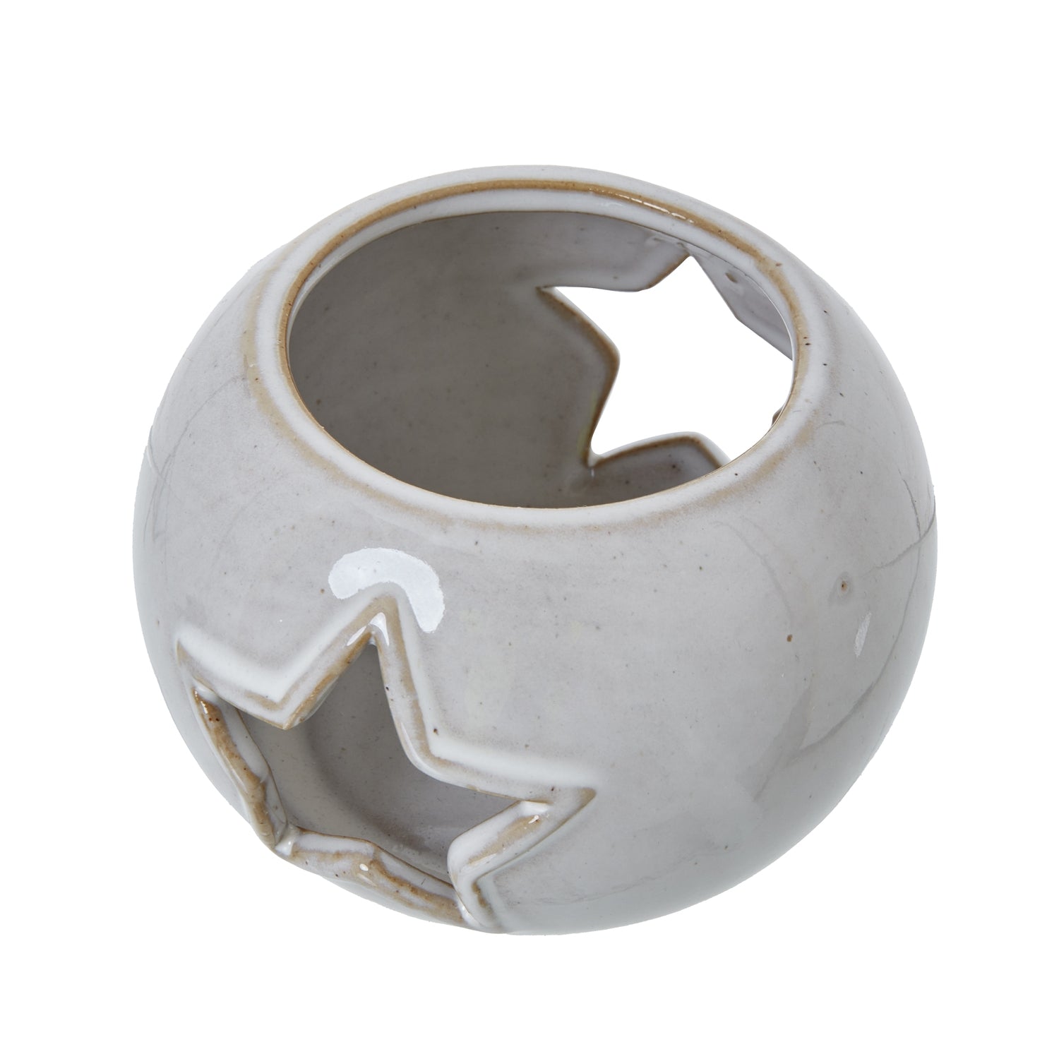 White Ceramic Star Cut - Out Round Tealight Holder Glow - Darlington's Décor