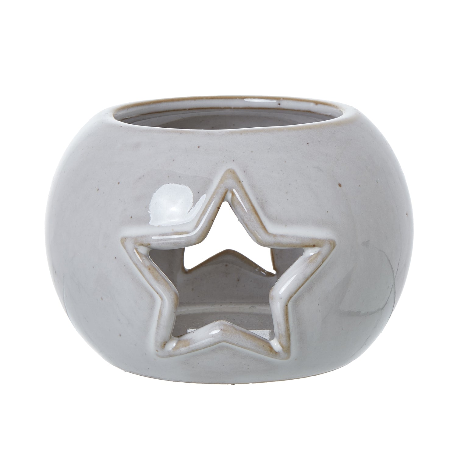 White Ceramic Star Cut - Out Round Tealight Holder Glow - Darlington's Décor
