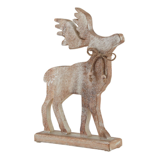 White Wash Collection Large Wooden Sparkle Stag Decoration - Darlington's Décor