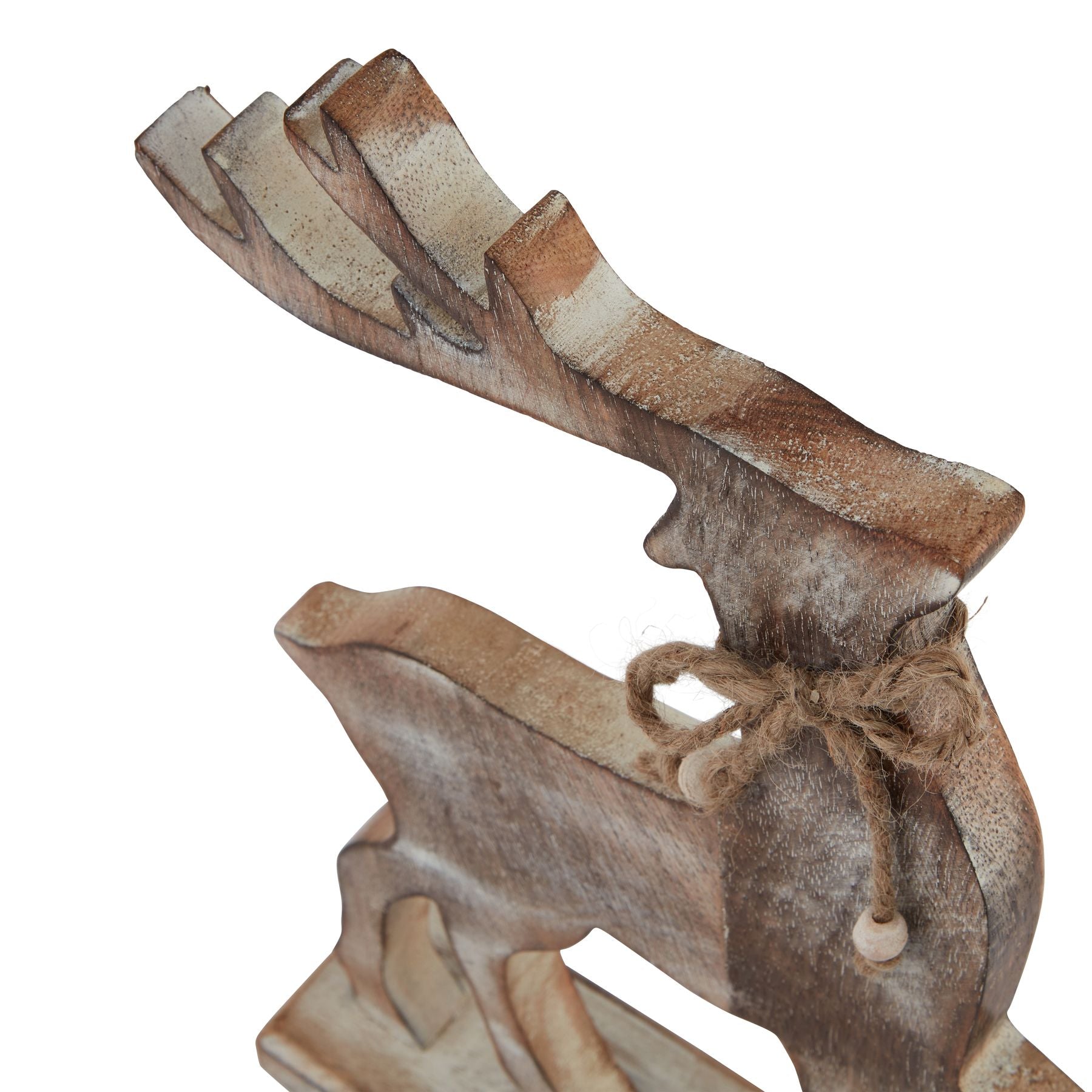 White Wash Collection Wooden Reindeer Decoration for Rustic Charm - Darlington's Décor