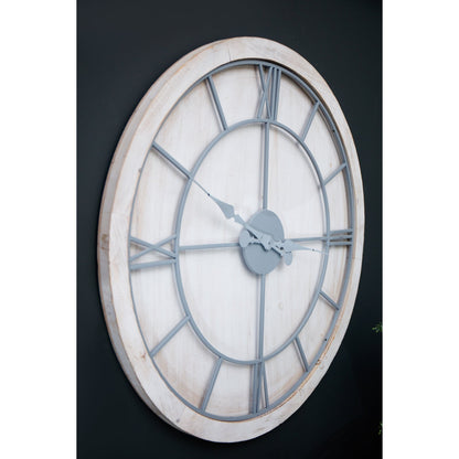 Williston White Large Wall Clock with Roman Numerals - Darlington's Décor