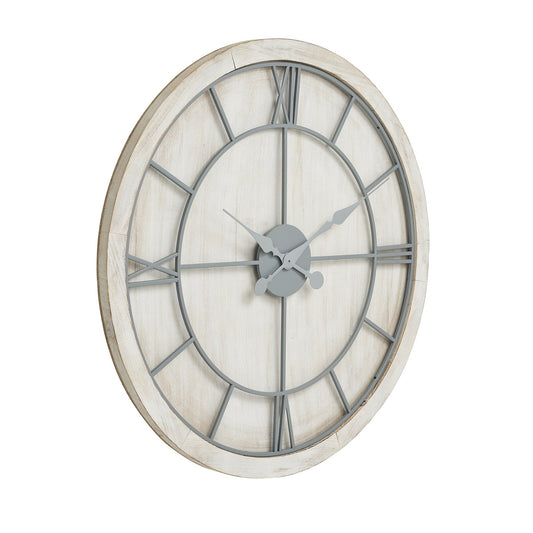 Williston White Large Wall Clock with Roman Numerals - Darlington's Décor