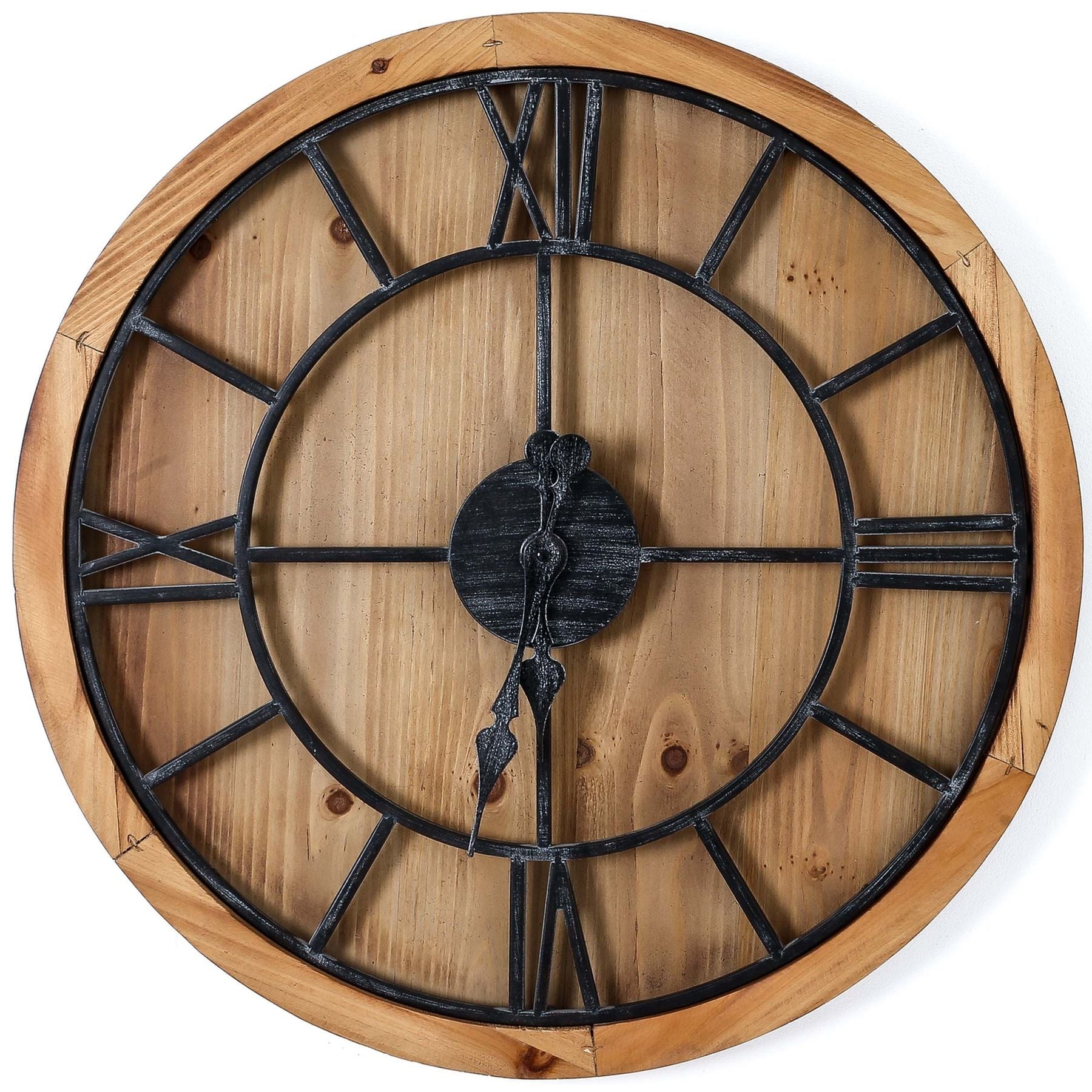 Williston Wooden Wall Clock with Gray Roman Numerals - Darlington's Décor