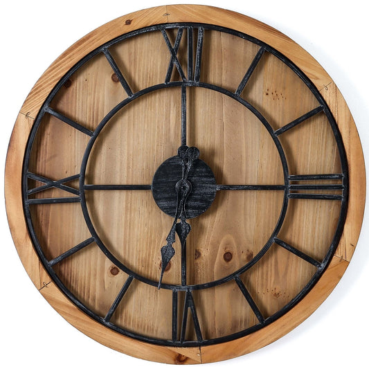 Williston Wooden Wall Clock with Gray Roman Numerals - Darlington's Décor